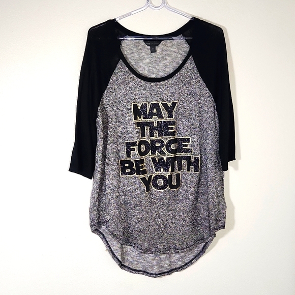 Rock and Republic Star Wars May The Force Be With You Glitter Longsleeve Top XL - Picture 3 of 12